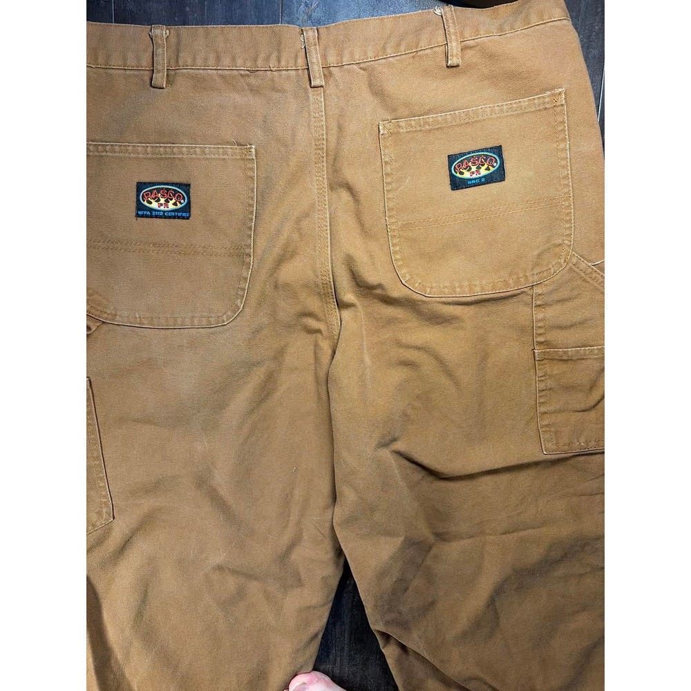 Rasco FR Carpenter Pants Mens 38x32 Brown Duck Flame Resistant Workwear CBF1215 - Picture 4 of 9
